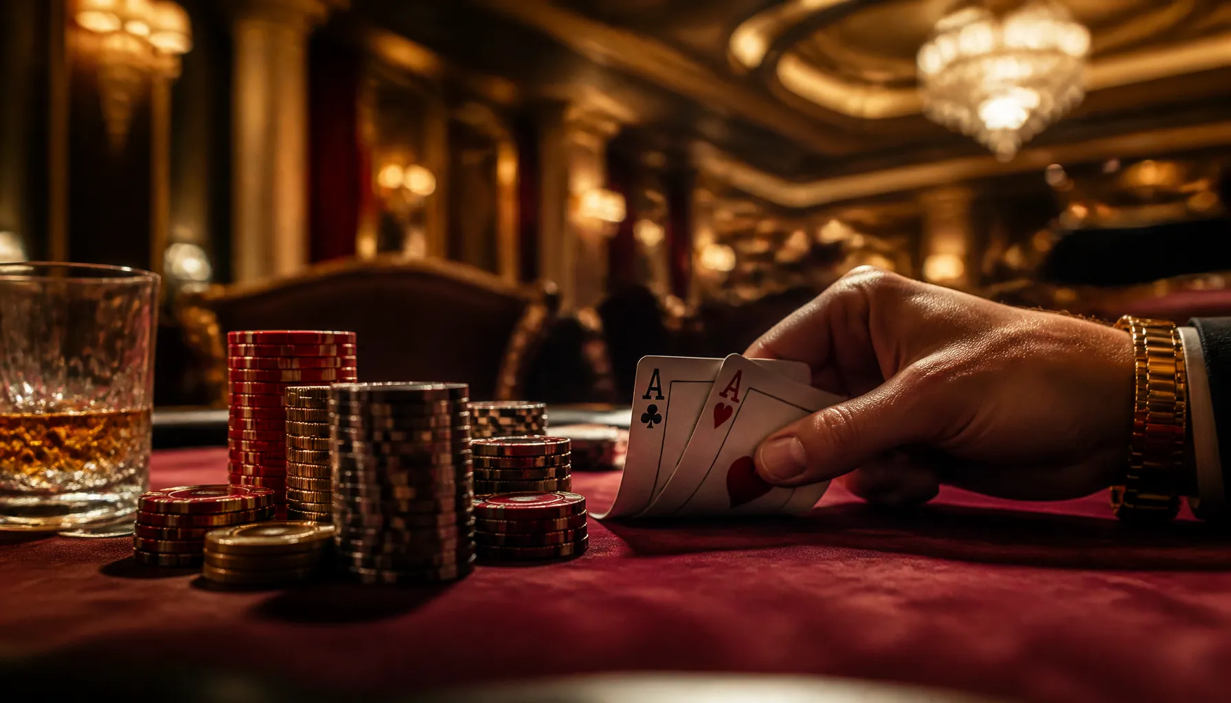 Ornate golden treasure chest overflowing with gleaming coins on a dark velvet surface with warm cinematic lighting